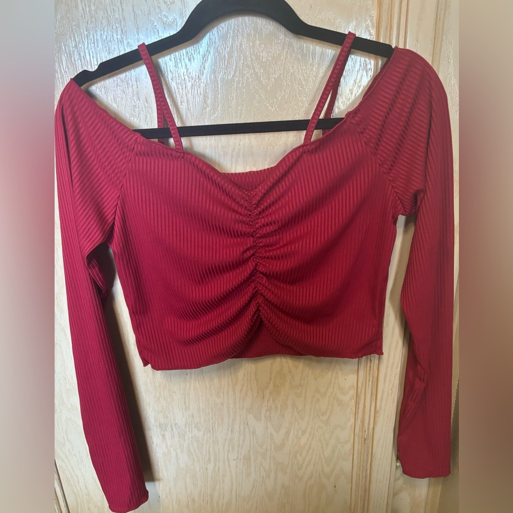 Long Sleeve Crop Top‎ SHEIN
